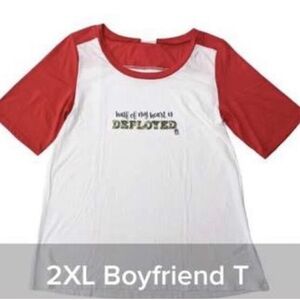 LuLaRoe 2XL Boyfriend T Shirt Top Half Of My Heart is Deployed Unicorn 2XLARGE